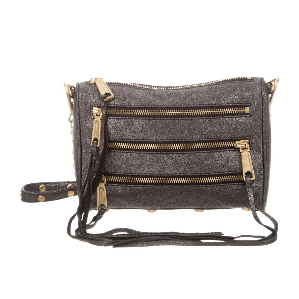 Rebecca Minkoff The MAC Mini 5 Zip Gunmetal Leather Convertible Crossbody Bag